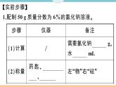 初三人教版九年级化学下册安徽习题讲评课件同步练习2九单元溶液7实验活动5一定溶质质量分数的氯化钠溶液的配制