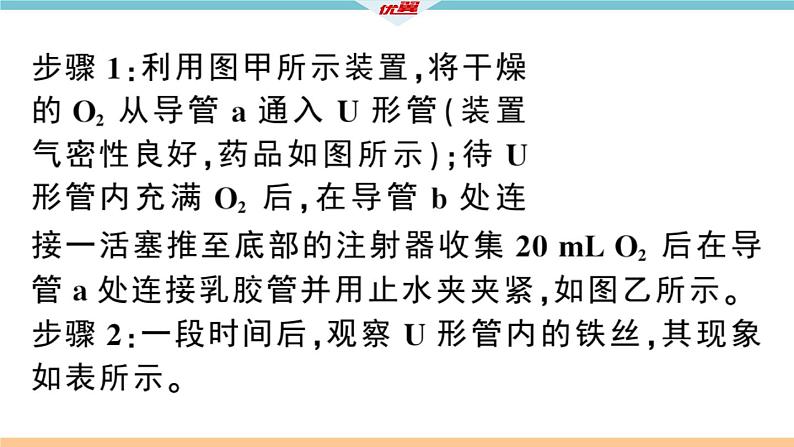 初三人教版九年级化学下册安徽习题讲评课件同步练习1八单元金属和金属材料9实验突破二金属锈蚀条件的探究05