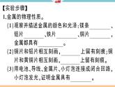 初三人教版九年级化学下册安徽习题讲评课件同步练习1八单元金属和金属材料10实验活动4金属的物理性质和某些化学性质