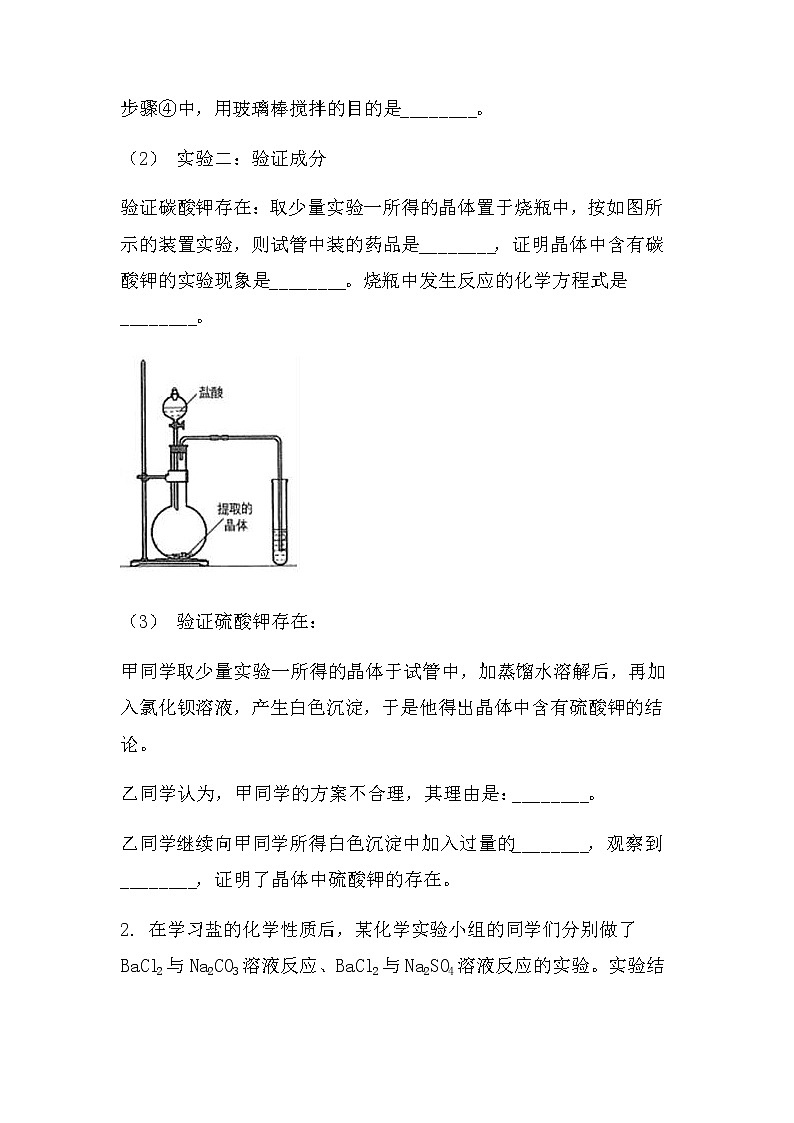 2022中考化学总复习专题突破：实验探究题（盐的性质）（无答案）第2页