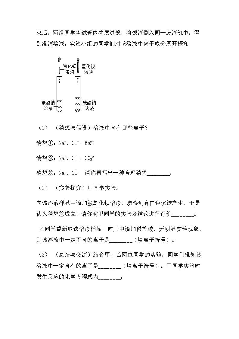 2022中考化学总复习专题突破：实验探究题（盐的性质）（无答案）第3页