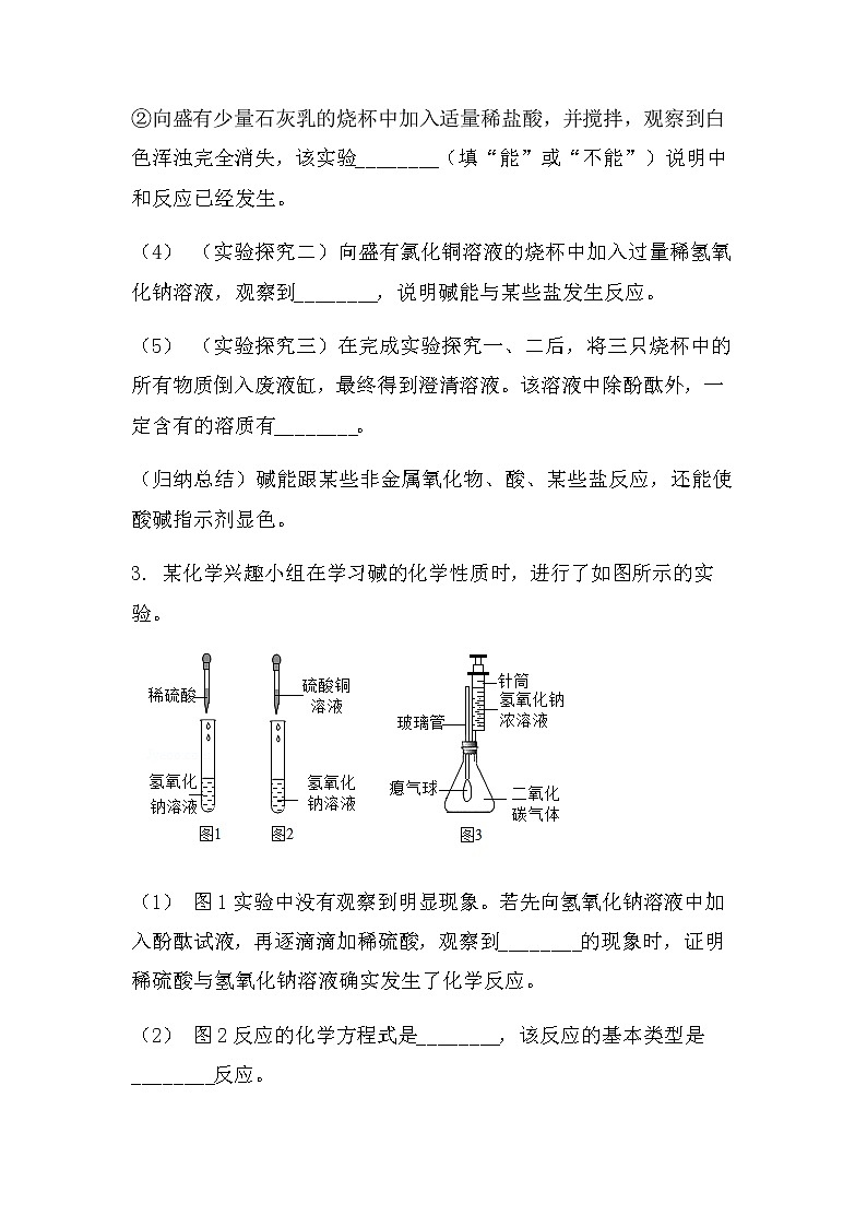 2022中考化学总复习专题突破：实验探究题（碱的性质）（无答案）第3页