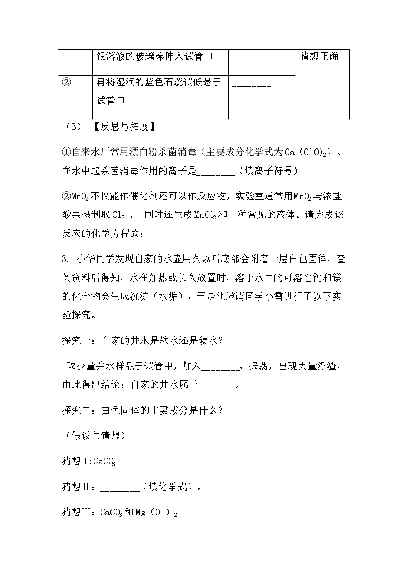 2022中考化学总复习专题突破实验探究题（生成物成分探究）（无答案）第3页
