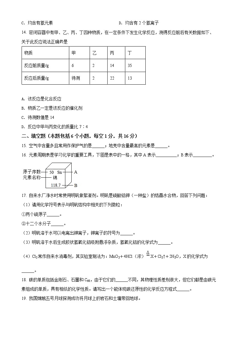 精品解析：河南省南阳市内乡县2021-2022学年九年级上学期期中化学试题（原卷版）第3页