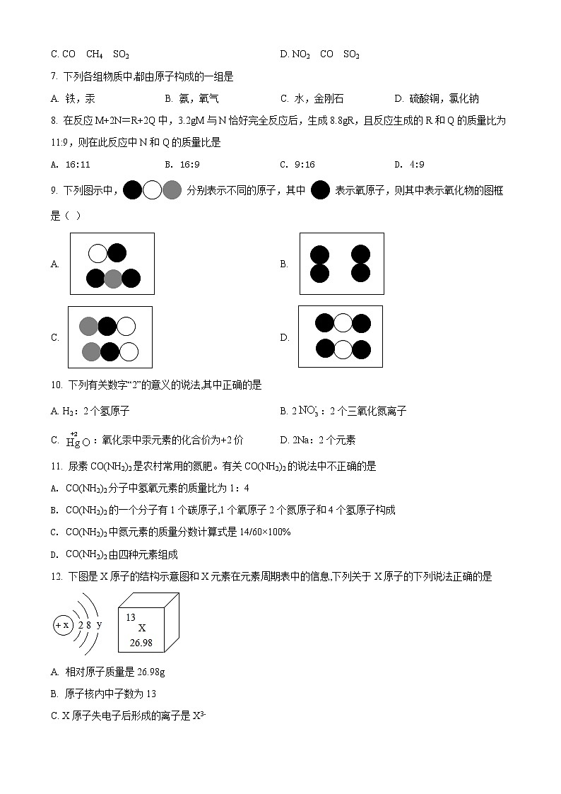 精品解析：河南省漯河市实验中学2021-2022学年九年级上学期期中化学试题（原卷版）第2页