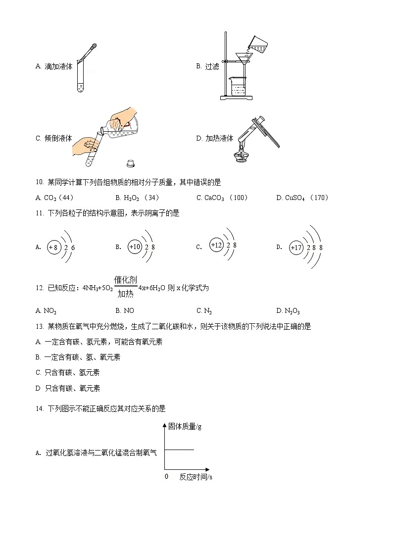 精品解析：河南省驻马店市上蔡县第一初级中学2021-2022学年九年级上学期期中化学试题（原卷版）第2页
