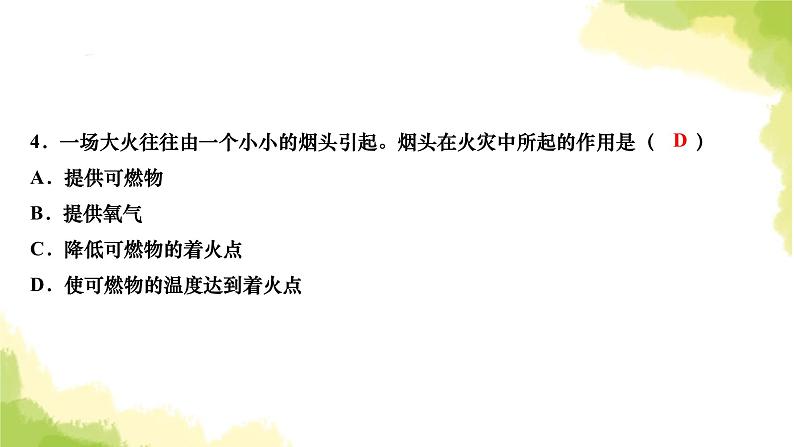 人教版九年级化学上册课题1燃烧和灭火第1课时燃烧的条件及灭火的原理课件第5页
