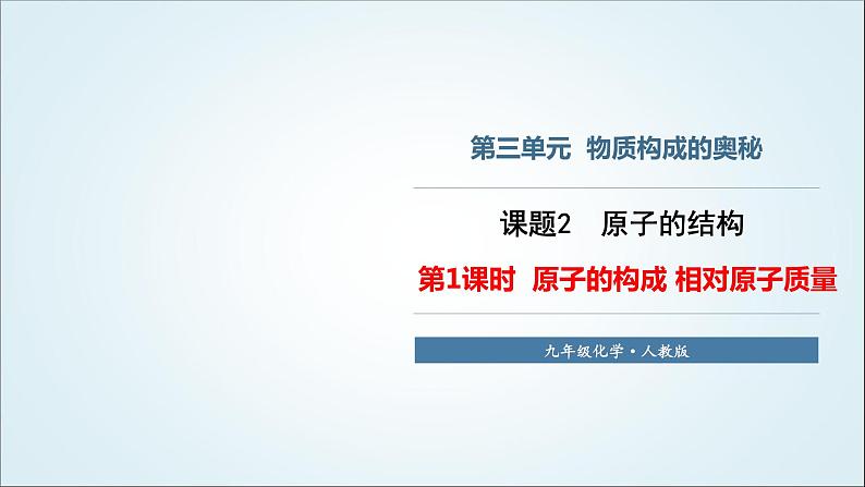 人教版九年级化学上册第1课时原子的构成相对原子质量课件01