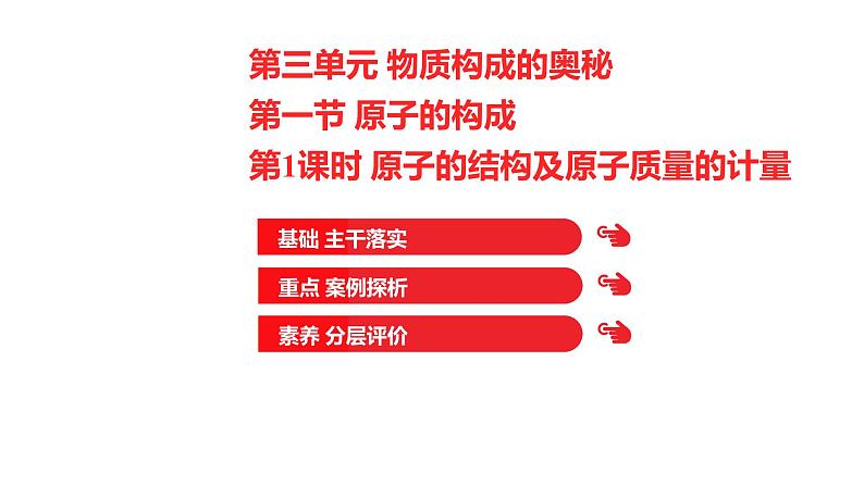 第三单元　第一节　第1课时　原子的结构及原子质量的计量 课件  2022-2023 鲁教版 化学 八年级01