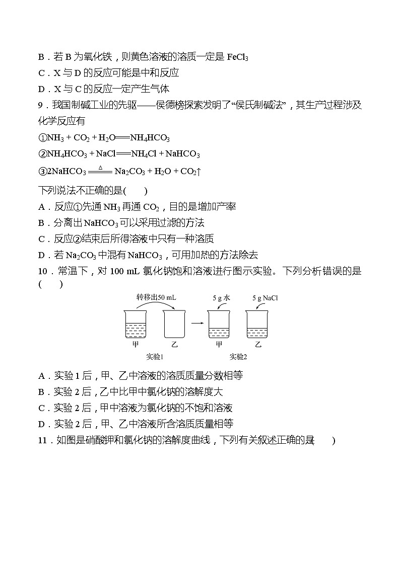 期中素养评估(第一～三单元) 同步练习（学生版）2021-2022鲁教版 化学九年级 全一册 第3页