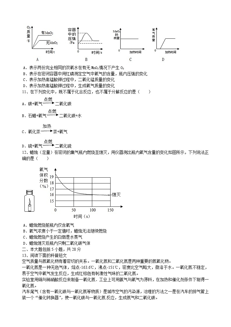 安徽省合肥市肥西县小庙中学2022-2023学年九年级上学期第一次月考化学试题（含答案）02