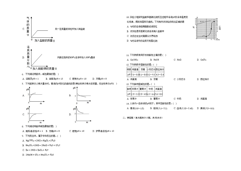 2022人教版九年级化学下册第十单元课题2酸和碱的中和反应带答案和解析02
