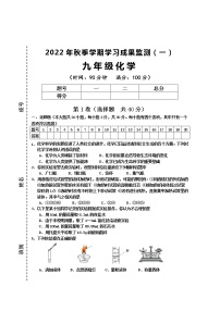 广西防城港市上思县2022-2023学年九年级上学期学习成果监测（一）化学试题（含答案）