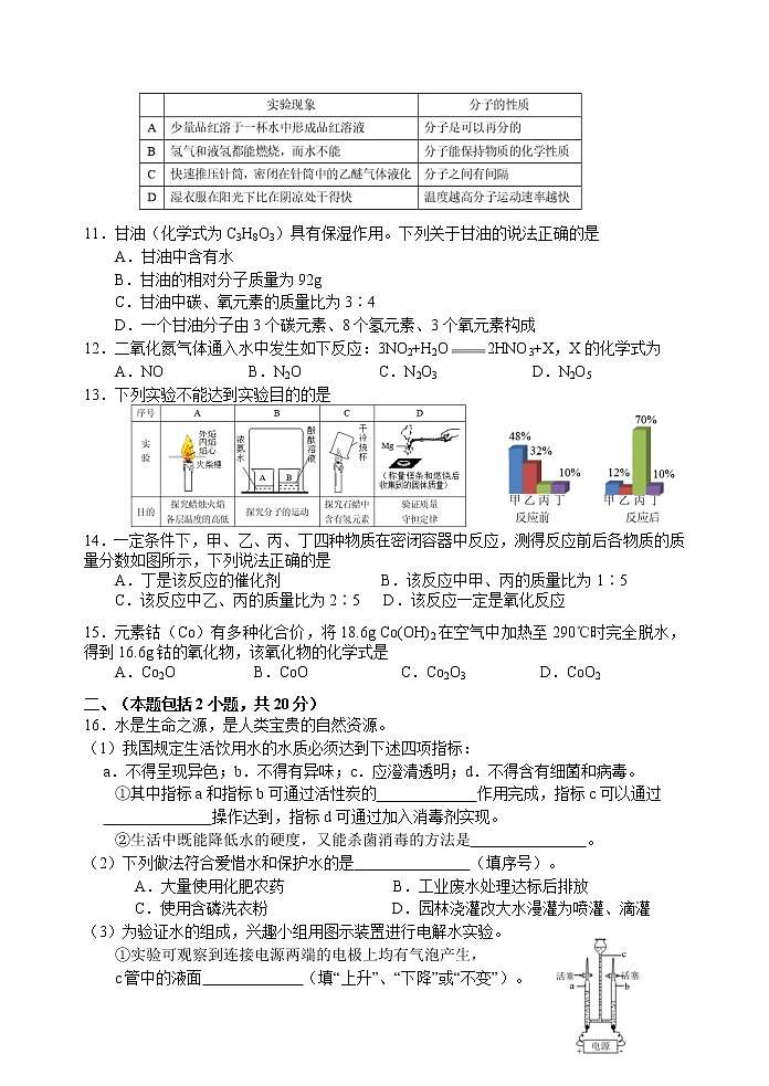 2020--2021学年初中九年级上学期第一次阶段性期中测试（化学试卷）江苏省南京市建邺区第2页
