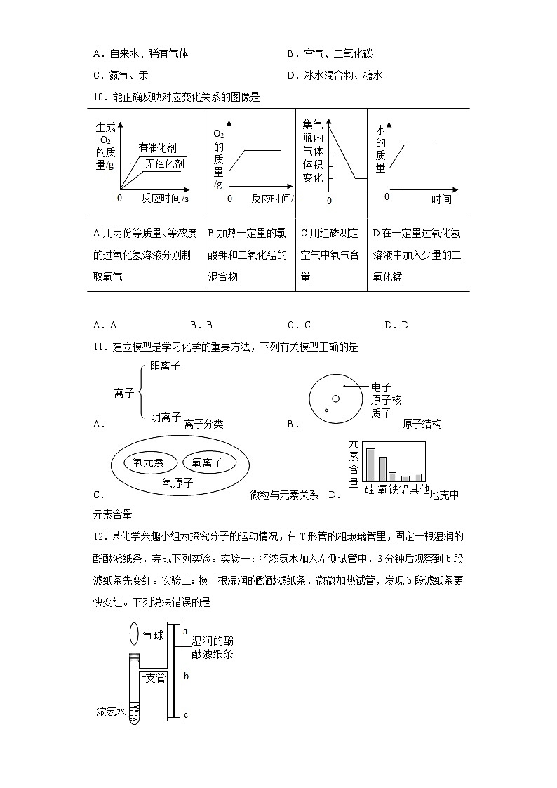 安徽省安庆市怀宁县凉亭初级中学2022-2023学年九年级上学期期中模拟化学试题(含答案)03