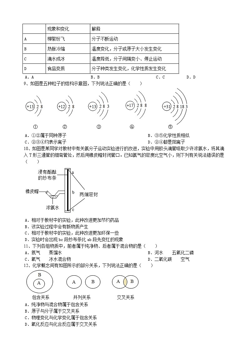 安徽省合肥市肥东县高亮乡王集中学2022_2023学年九年级上学期期中模拟化学试题(含答案)第2页