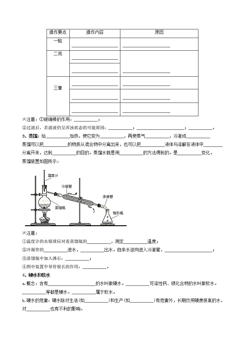【培优分级练】人教版化学九年级 第12课《课题2 水的净化》同步分级练（原卷版）第2页