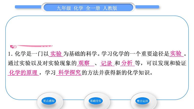 人教版九年级化学第一单元走进化学世界课题2　化学是一门以实验为基础的科学第1课时　对蜡烛及其燃烧的探究习题课件第2页