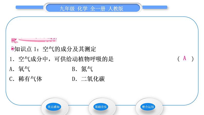 人教版九年级化学第二单元我们周围的空气课题1空气第1课时　空气的组成习题课件06