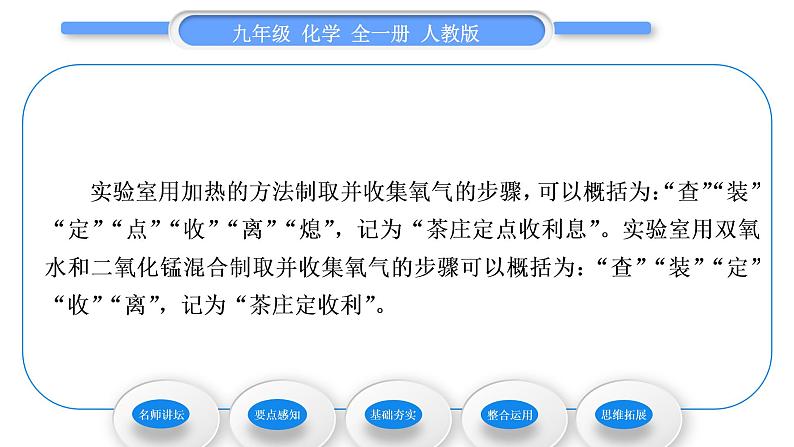 人教版九年级化学第二单元我们周围的空气实验活动1　氧气的实验室制取与性质习题课件第5页