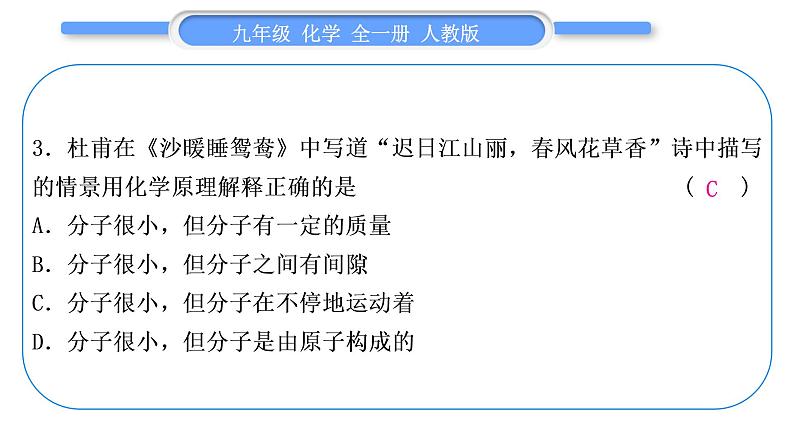 人教版九年级化学第三单元物质构成的奥秘小专题一分子、原子、离子和元素习题课件第8页
