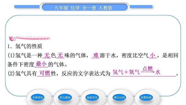 人教版九年级化学第四单元自然界的水课题3水的组成习题课件第7页