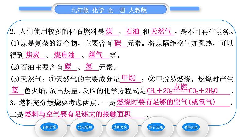 人教版九年级化学第七单元燃料及其利用课题2燃料的合理利用与开发第1课时化学反应中的能量变化和化石燃料的利用习题课件第7页