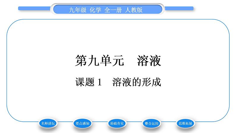 人教版九年级化学第九单元溶液课题1溶液的形成习题课件第1页