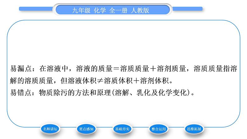 人教版九年级化学第九单元溶液课题1溶液的形成习题课件第6页