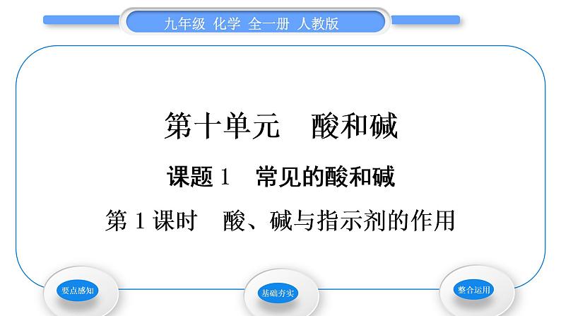 人教版九年级化学第十单元酸和碱课题1常见的酸和碱第1课时酸、碱与指示剂的作用习题课件01