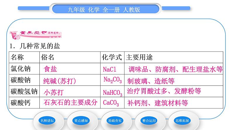 人教版九年级化学第十一单元盐　化肥课题1生活中常见的盐第1课时几种常见的盐习题课件第6页