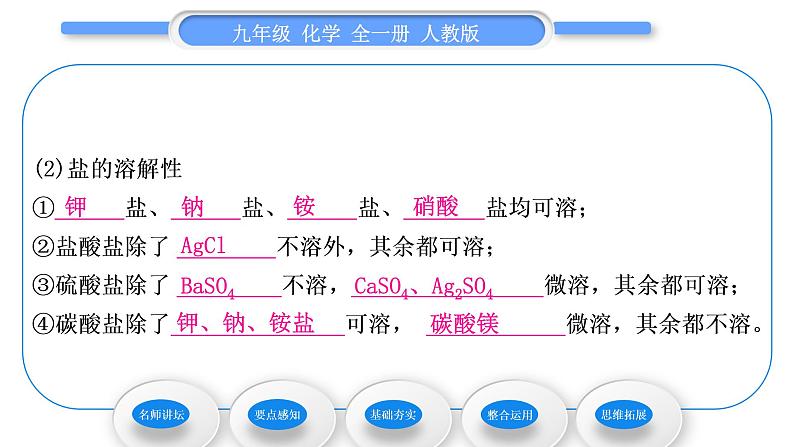 人教版九年级化学第十一单元盐　化肥课题1生活中常见的盐第2课时盐的性质和物质分类习题课件第8页