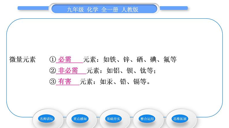 人教版九年级化学第十二单元化学与生活课题2化学元素与人体健康习题课件08