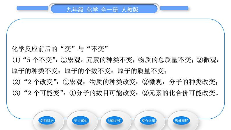 人教版九年级化学第五单元化学方程式课题1质量守恒定律习题课件第5页