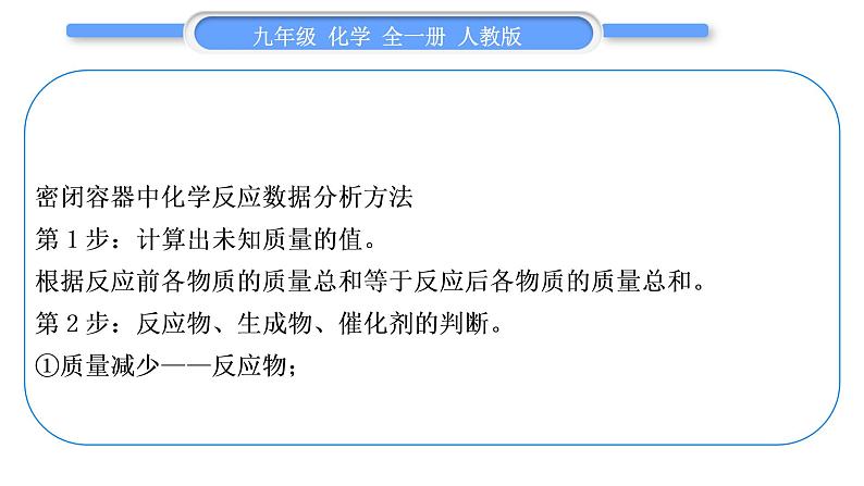 人教版九年级化学第五单元化学方程式小专题二质量守恒定律的应用习题课件第2页