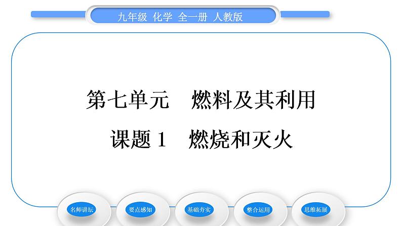 人教版九年级化学第七单元　燃料及其利用课题1燃烧和灭火习题课件01