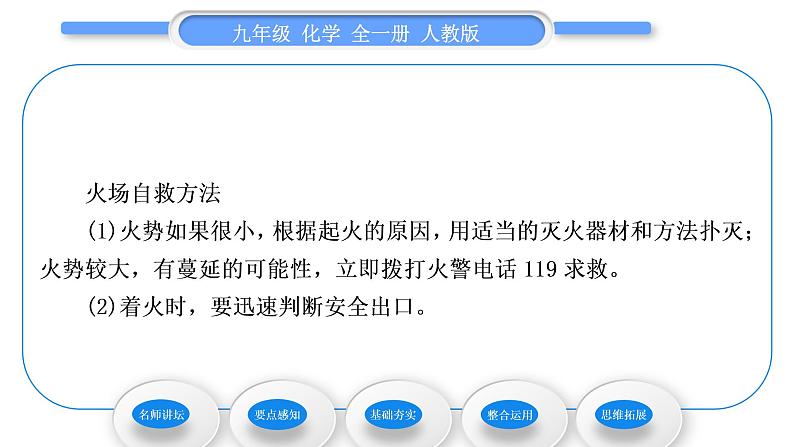 人教版九年级化学第七单元　燃料及其利用课题1燃烧和灭火习题课件05