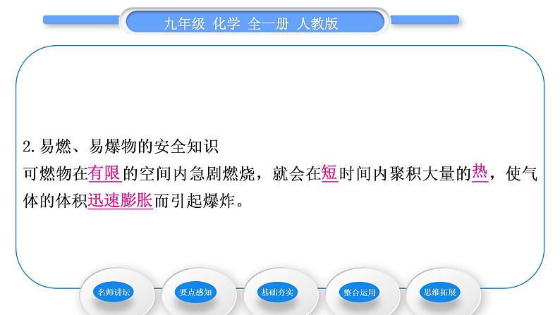 人教版九年级化学第七单元　燃料及其利用课题1燃烧和灭火习题课件08