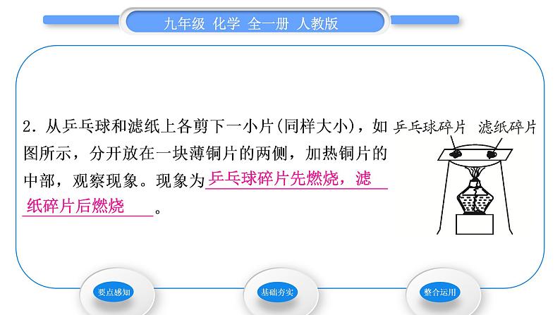 人教版九年级化学第七单元　燃料及其利用实验活动3燃烧的条件习题课件03