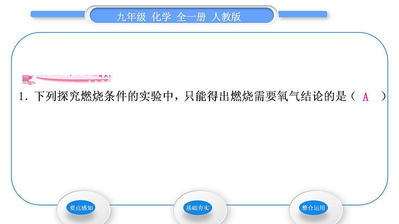 人教版九年级化学第七单元　燃料及其利用实验活动3燃烧的条件习题课件05