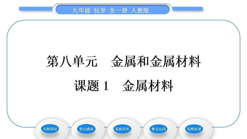 人教版九年级化学第八单元金属和金属材料课题1金属材料习题课件01