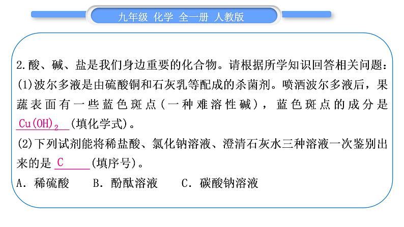 人教版九年级化学第十一单元盐　化肥第十一单元复习与提升习题课件第6页