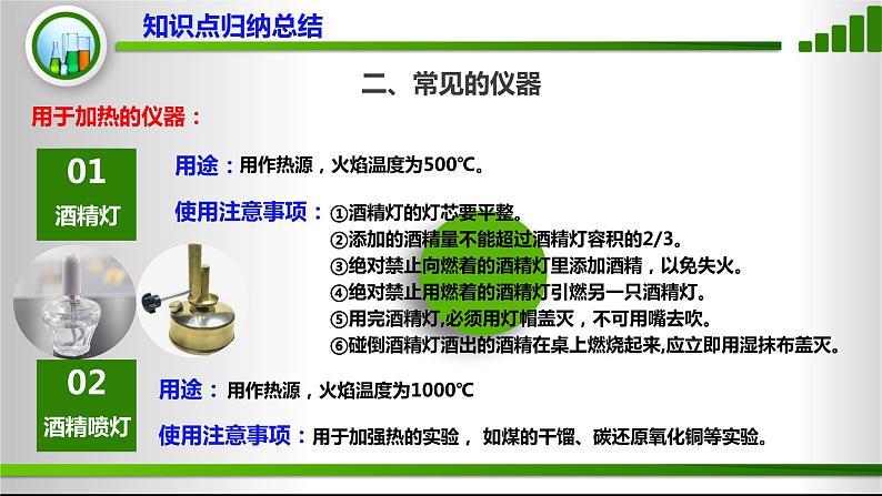 人教版化学9上期中复习 专题二《常见仪器和基本操作》知识点课件+习题（含答案）07