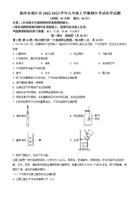 泰州市靖江市2022-2023学年九年级上学期期中考试化学试题（含答案）