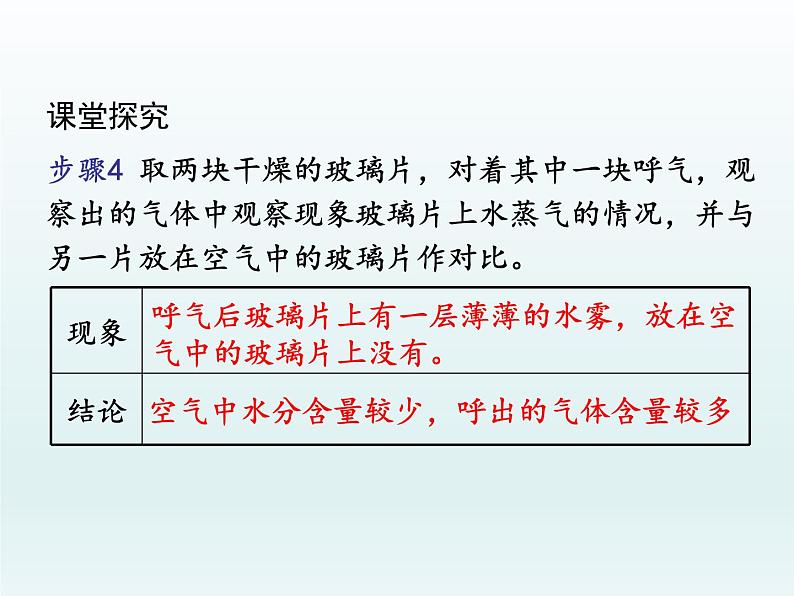 九年级化学上册第一单元走进化学世界课题2化学是一门以实验为基础的科学第2课时对人体吸入的空气和呼出的气体的探究课件（人教版）第6页