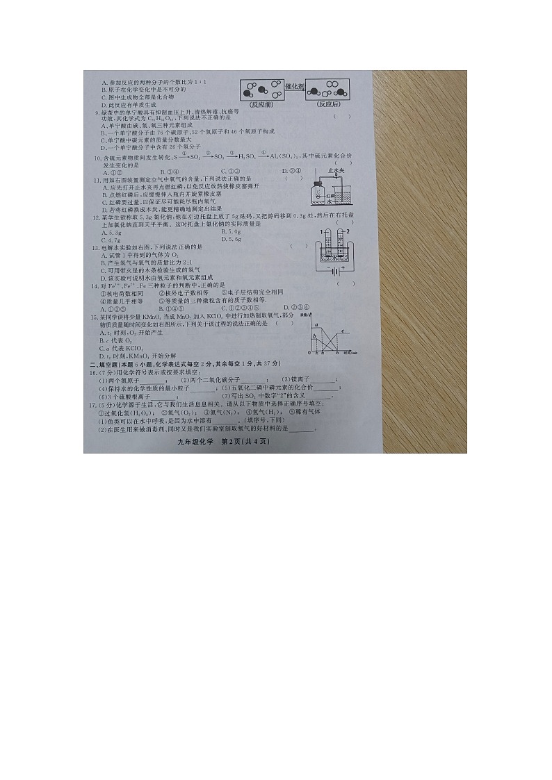 黔东南州教学资源共建共享实验基地名校2022年秋季学期九年级第二阶段半期水平检测化学试卷无答案【图片版】第2页