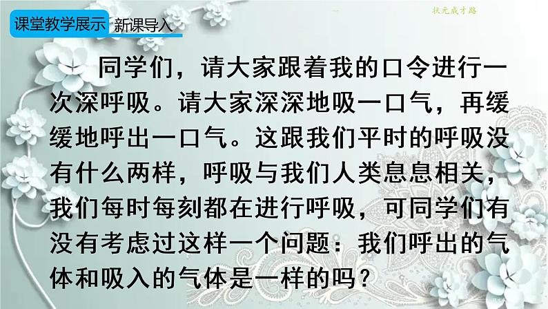 人教版化学九年级上册 第2课时 对人体吸入的空气和呼出的气体的探究 课件04