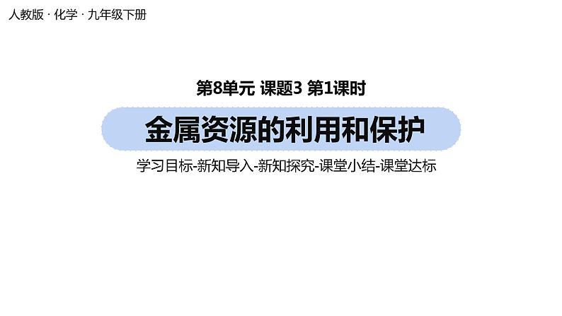 人教版化学九年级下册第8单元 课题3 金属资源的利用和保护（第一课时）课件+素材01