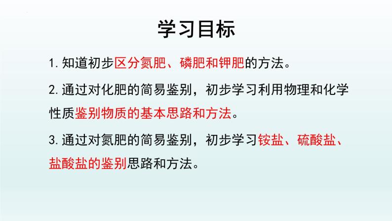 第十一单元课题2 第二课时 化肥的简易鉴别课件—九年级化学人教版下册02