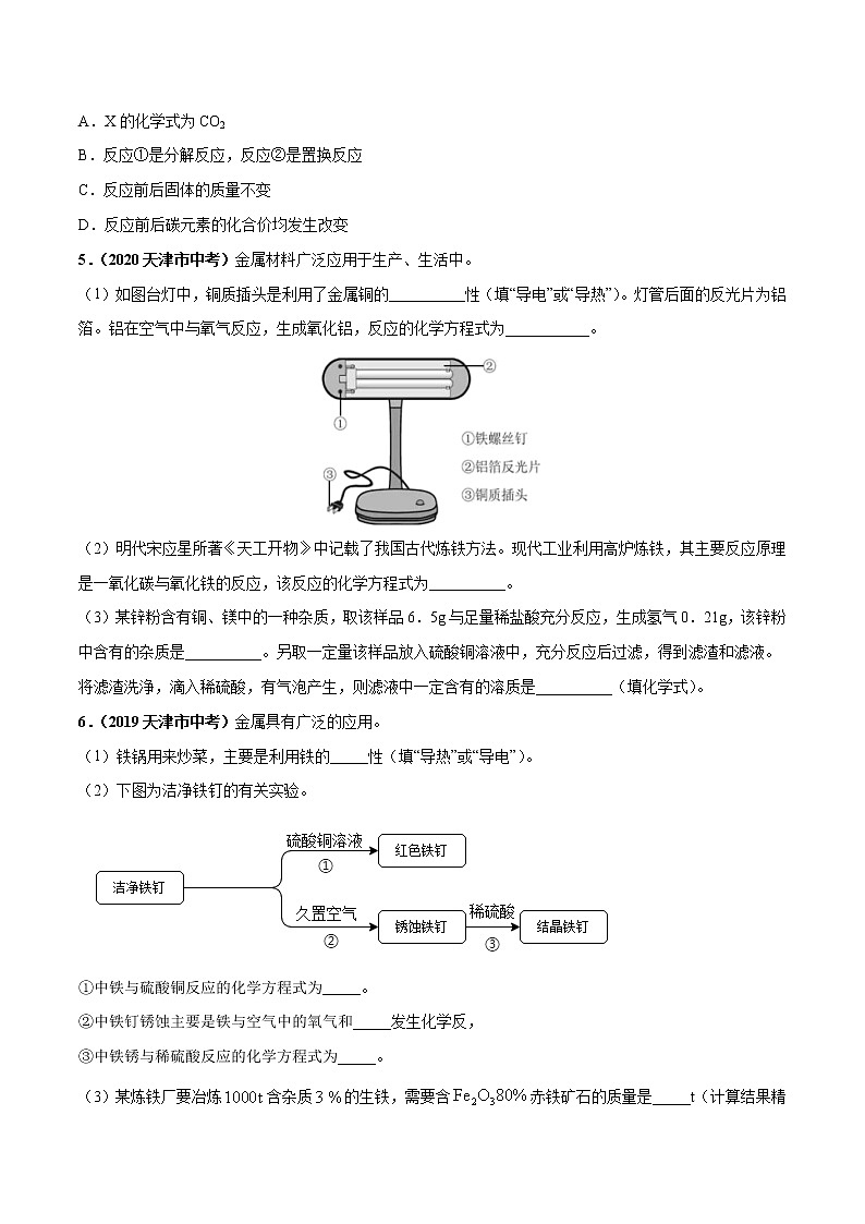 2018-2022年天津中考化学5年真题1年模拟分项汇编 专题07 金属和金属材料（学生卷+教师卷）02